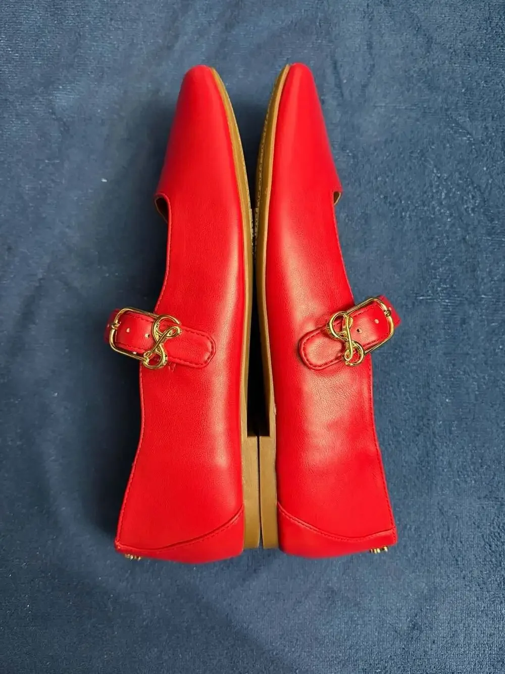 Sam & Libby Red Mary Jane Flats with Square Toe and Buckle Strap